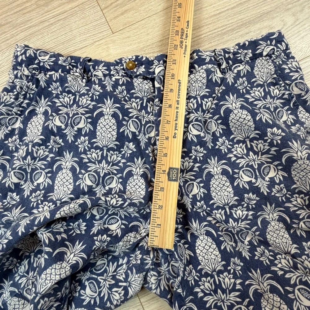 J‎ McLaughlin Men's Linen Shorts Size 38 Navy White Pineapple Print Casual